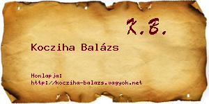 Kocziha Balázs névjegykártya